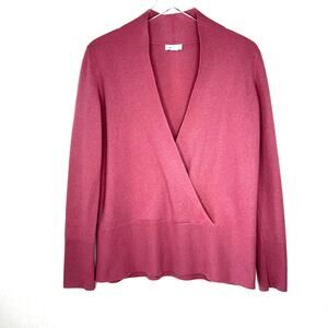 Sundance 100% Cashmere Cross Over Front Pullover Sweater Rose Pink SMALL